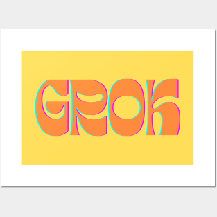 Grok - Groovy Orange on Yellow Posters and Art